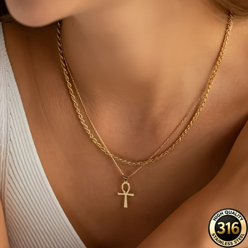 18k Elegant Ankh Pendant Necklace