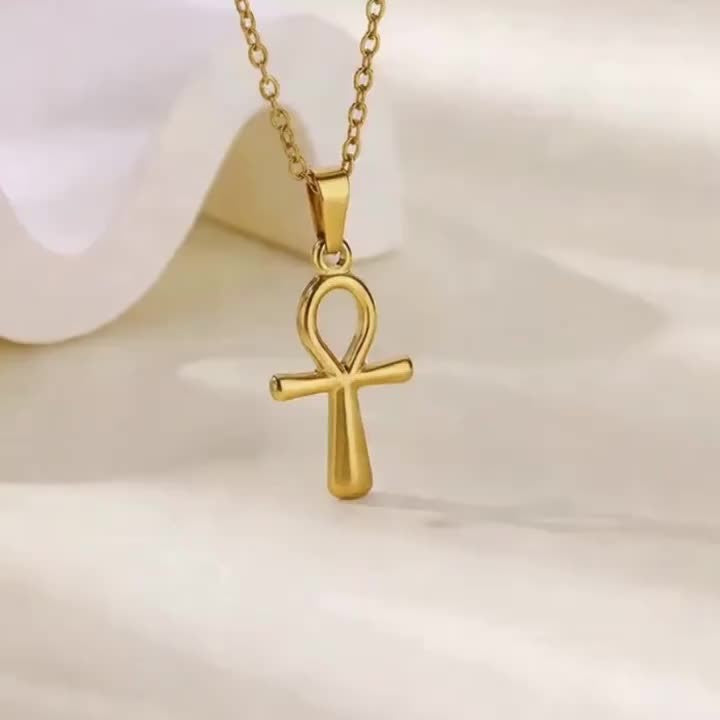 18k Elegant Ankh Pendant Necklace