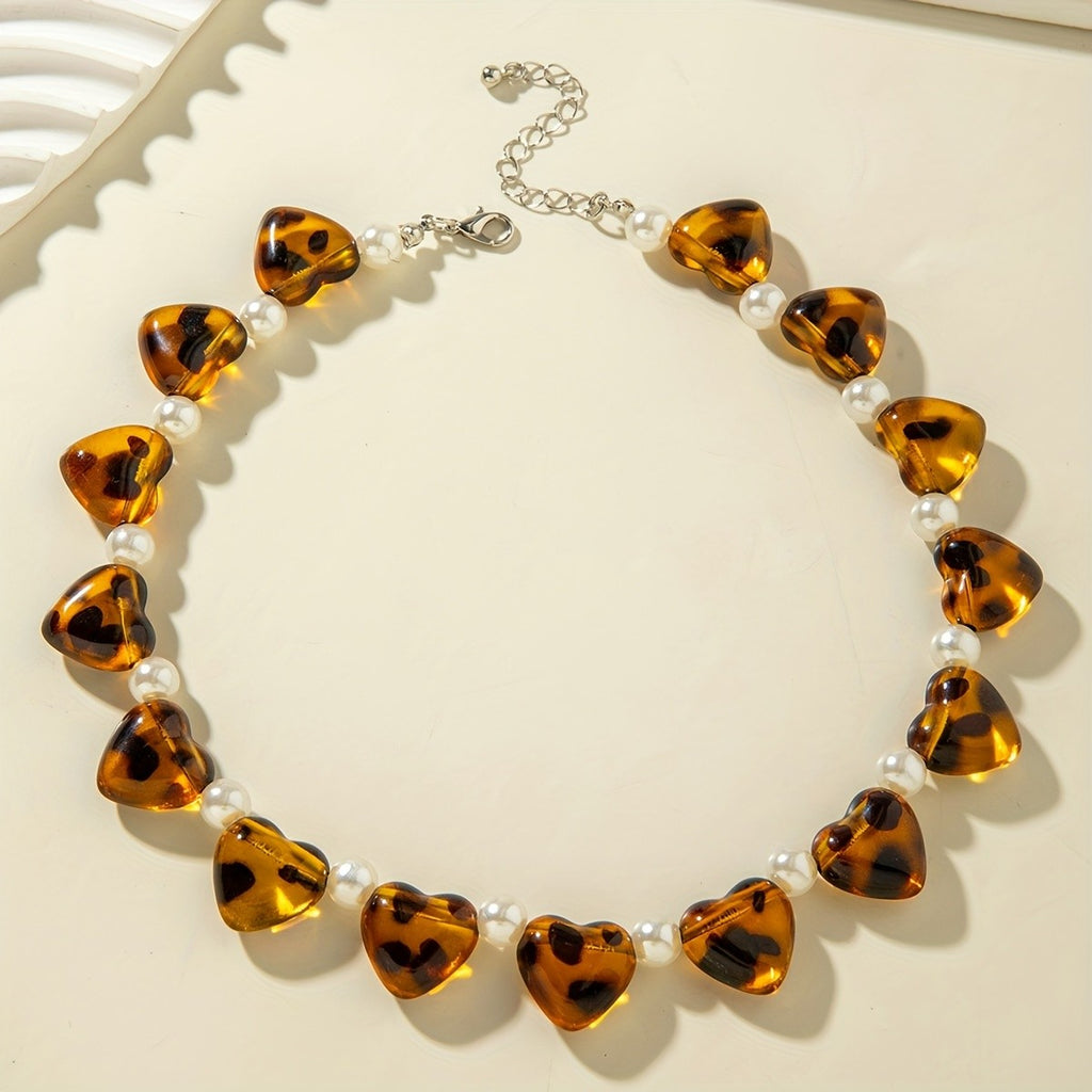 Vintage Tortoise Heart Pearl Necklace