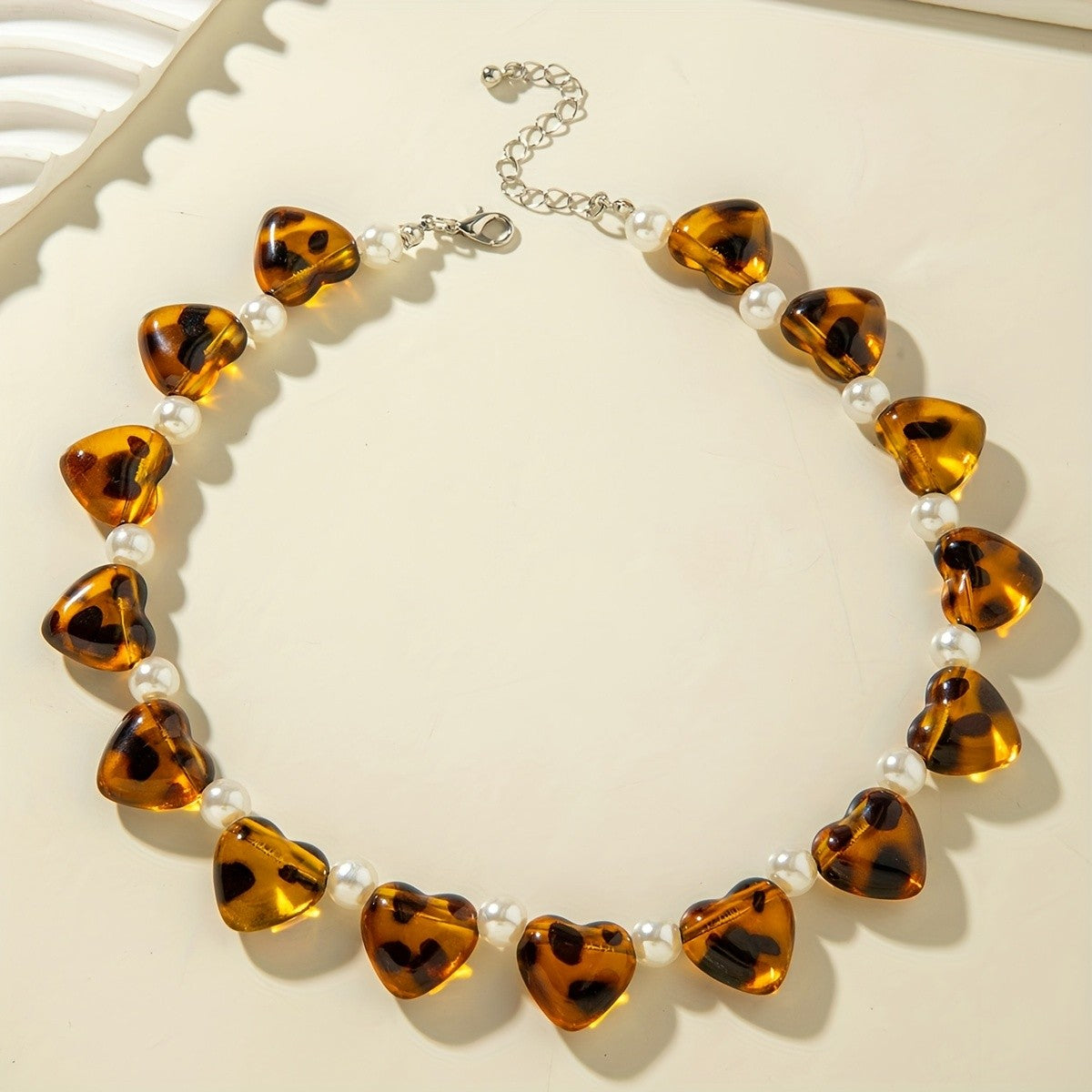 Vintage Tortoise Heart Pearl Necklace