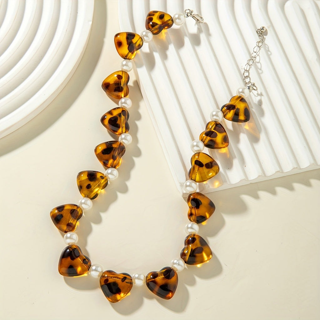 Vintage Tortoise Heart Pearl Necklace