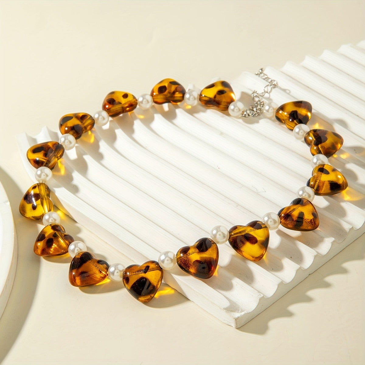 Vintage Tortoise Heart Pearl Necklace