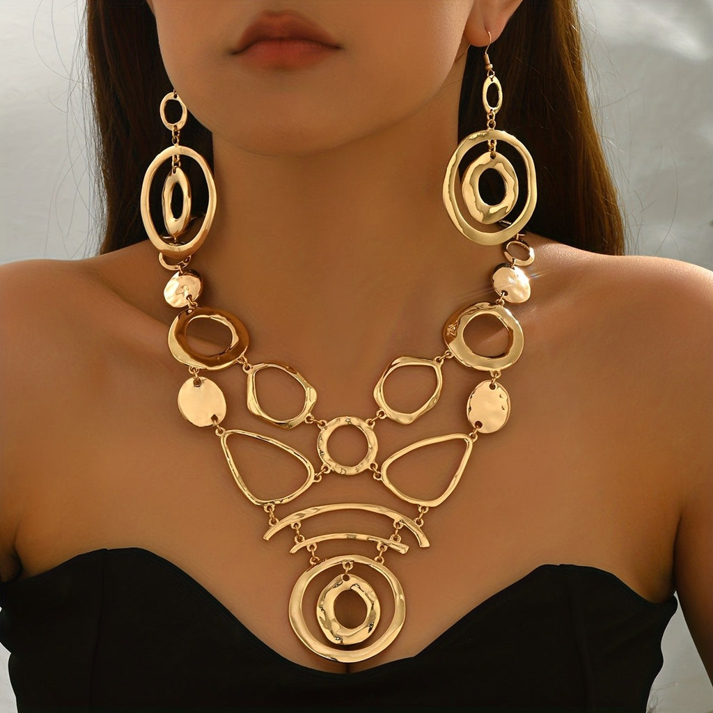 18k Geometric Openwork Jewelry Set