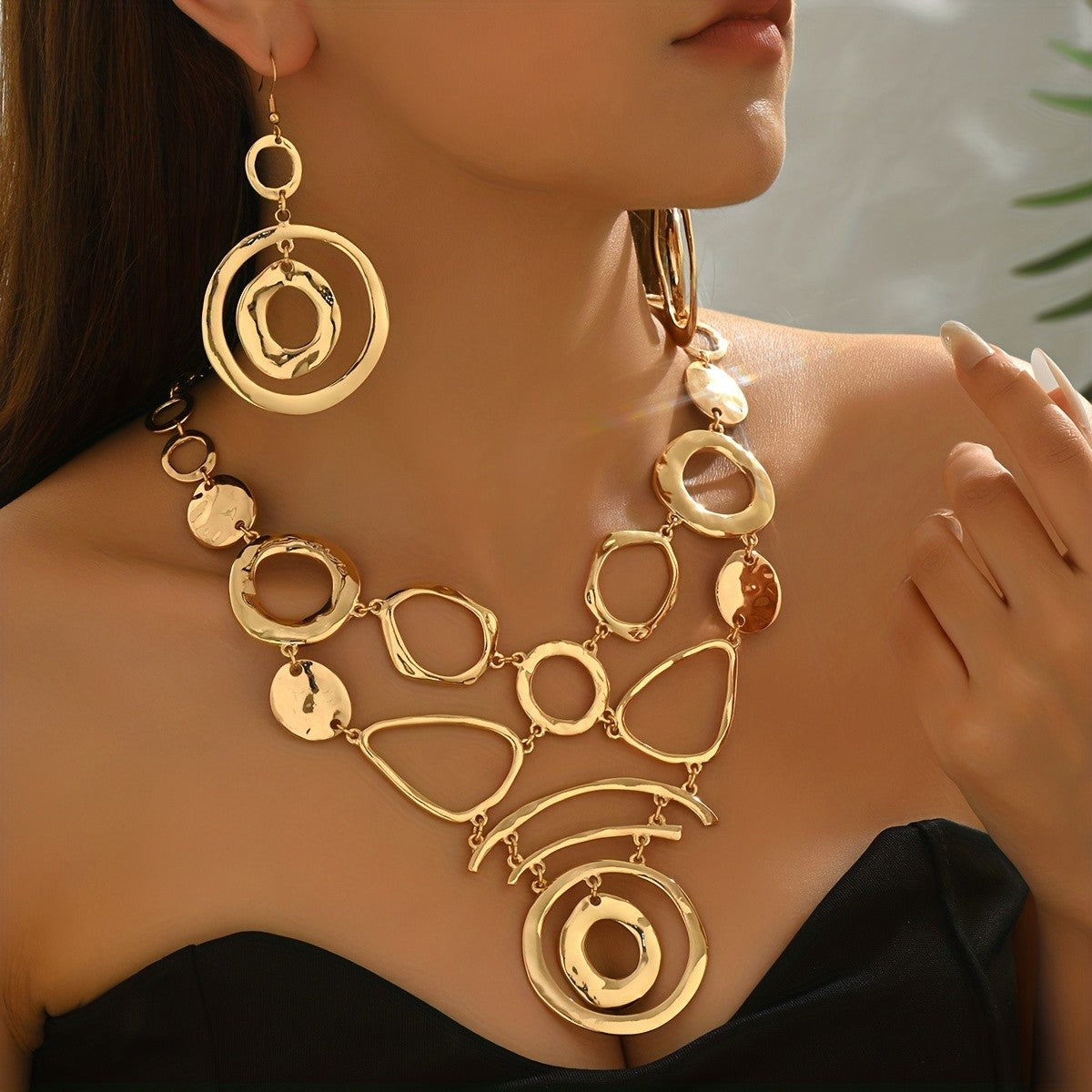 18k Geometric Openwork Jewelry Set