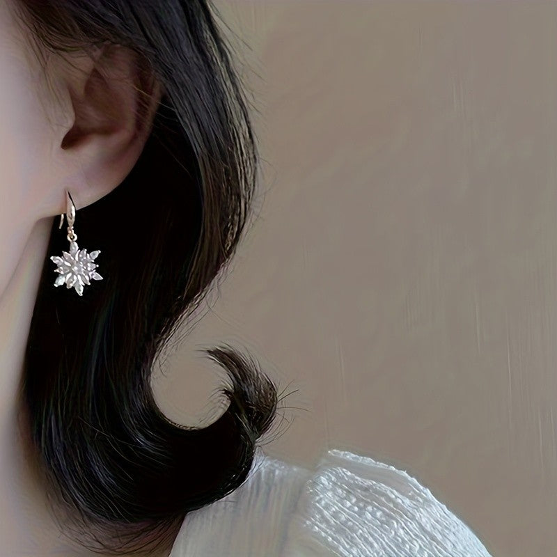 18k Floral Crystal Drop Earrings