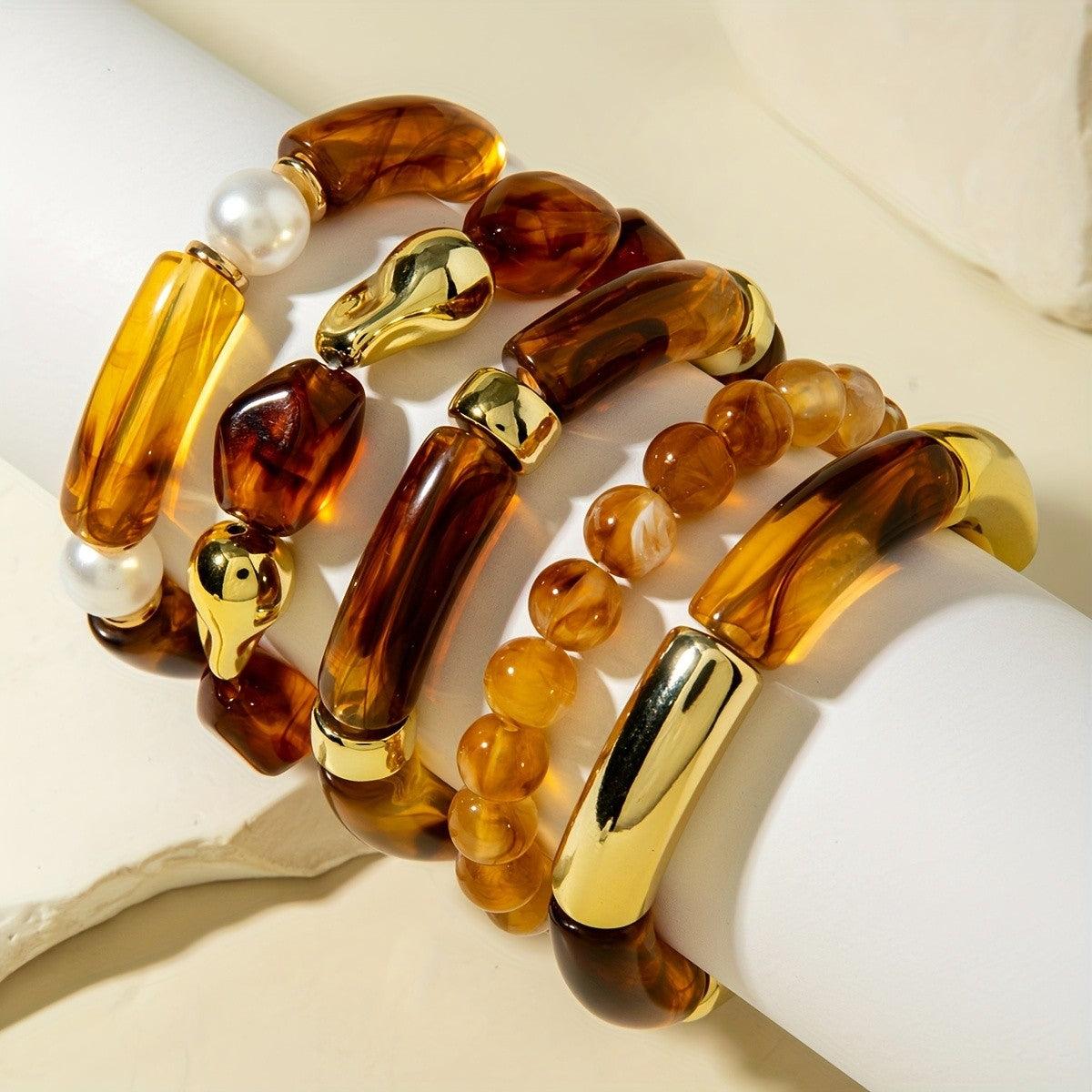 5PC Vintage Boho Bead Bracelet Set