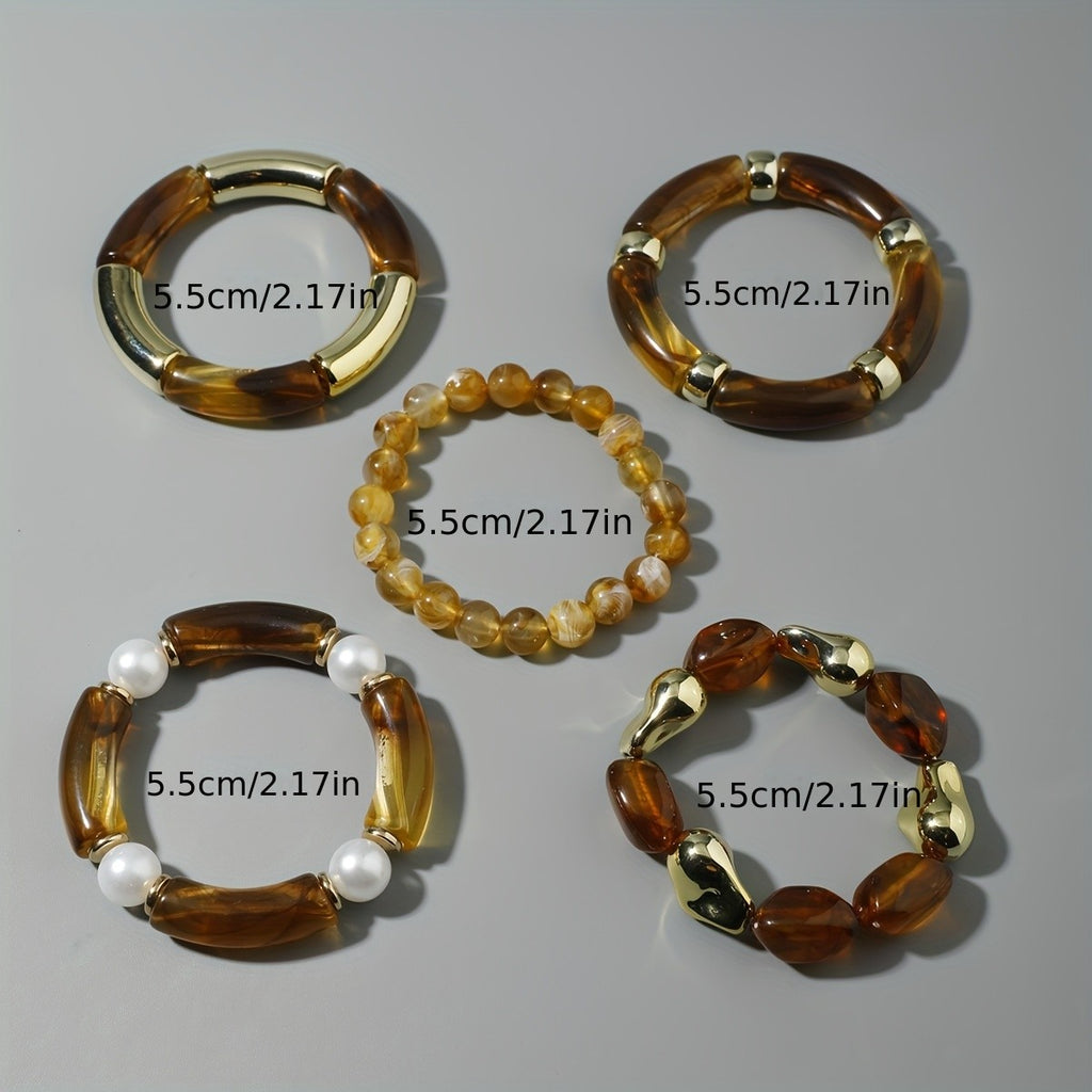 5PC Vintage Boho Bead Bracelet Set