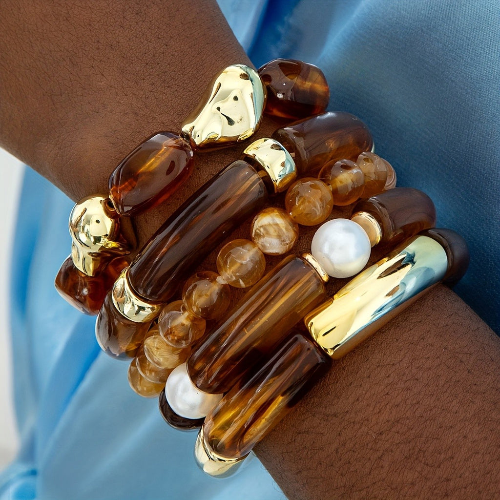 5PC Vintage Boho Bead Bracelet Set