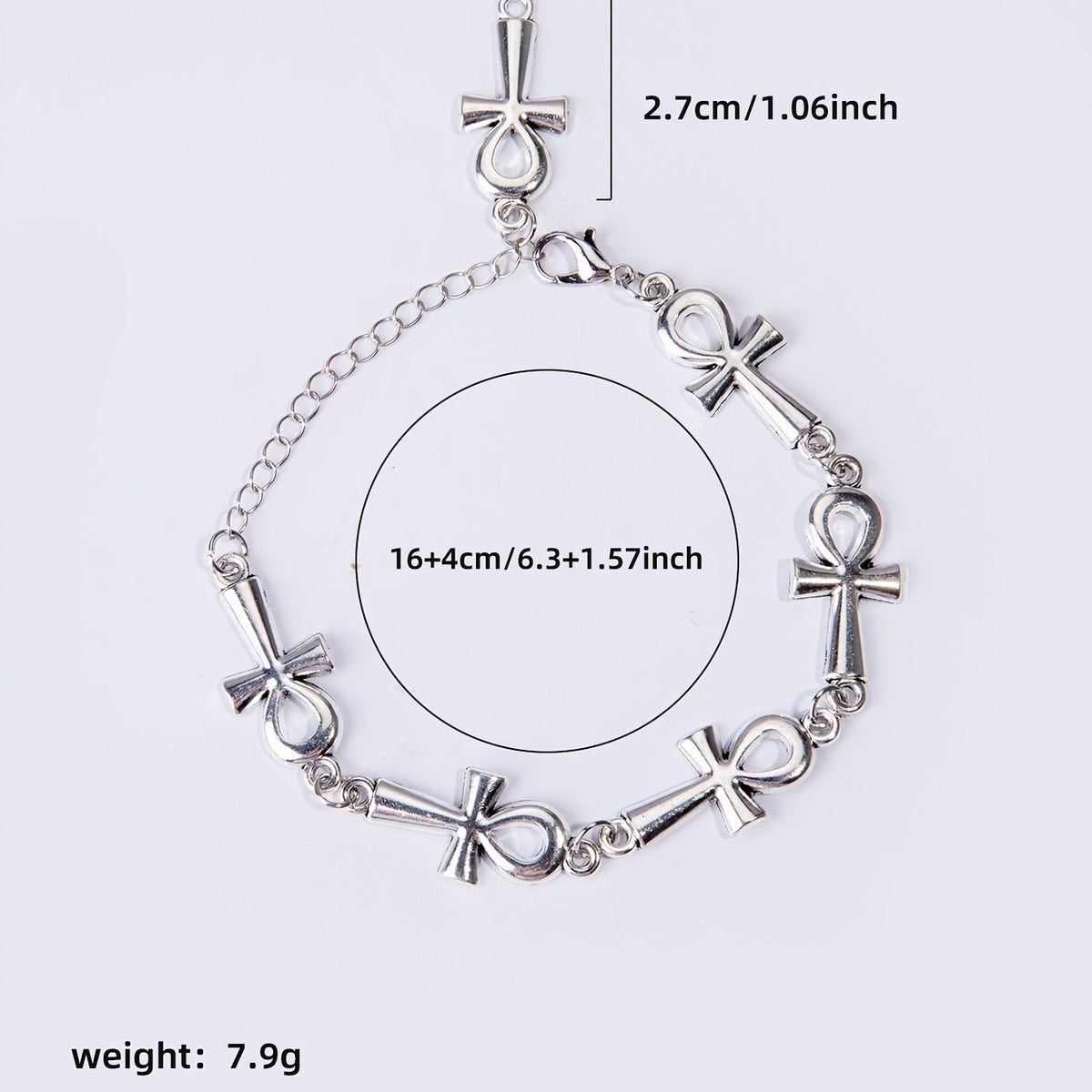 Elegant Ankh Charm Bracelet