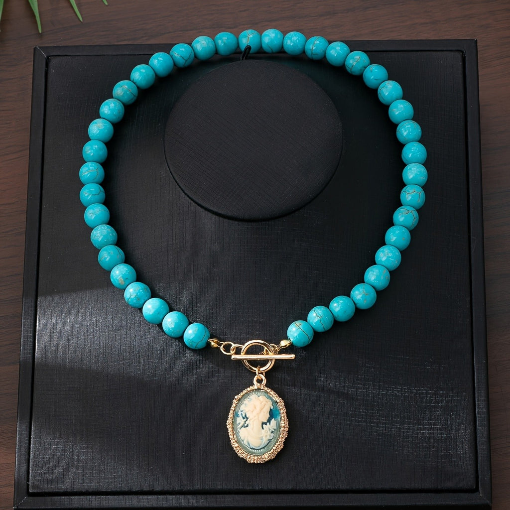 Vintage Cameo Bead Necklace