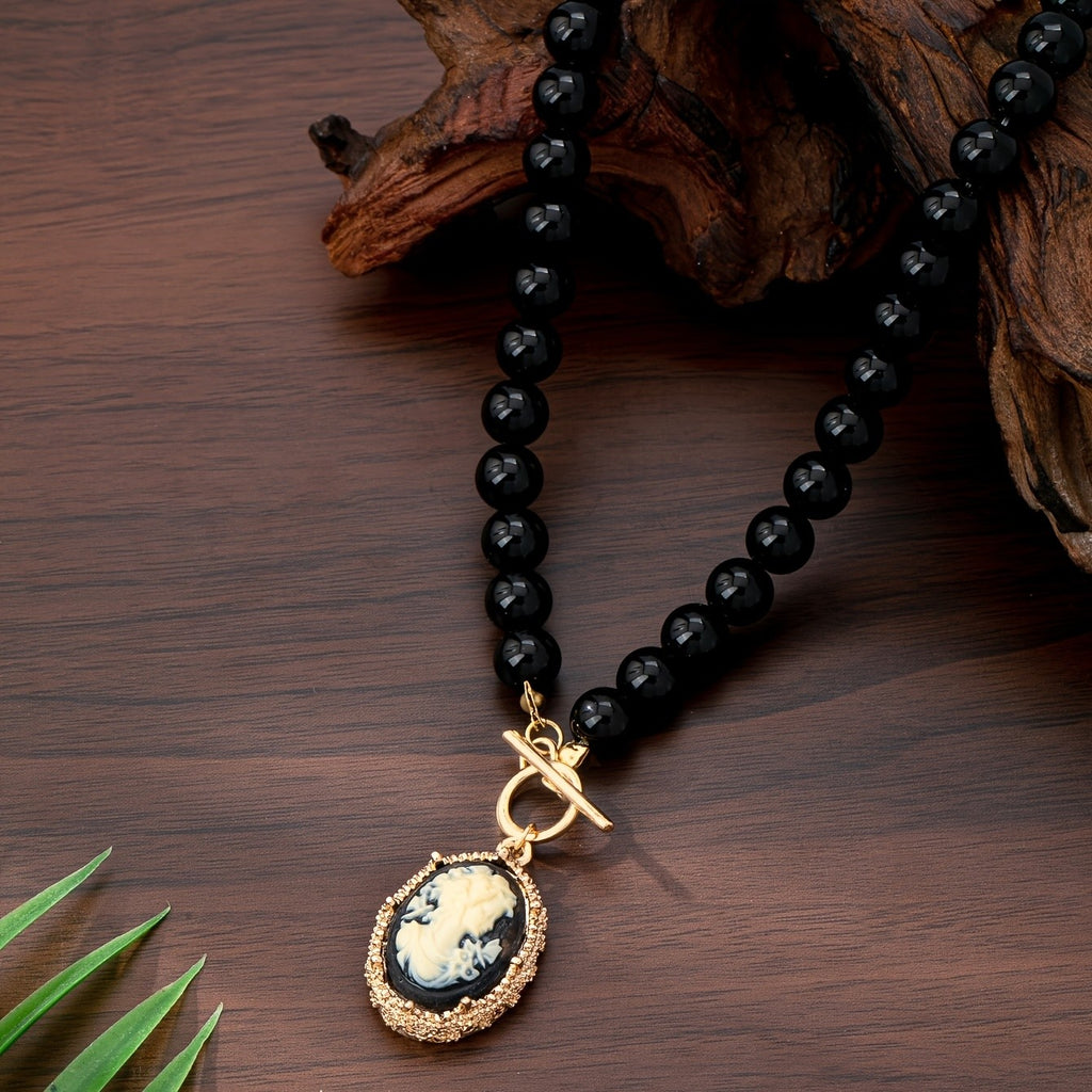 Vintage Cameo Bead Necklace
