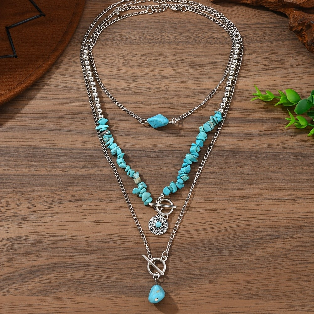 Boho Turquoise Layered Necklace Set
