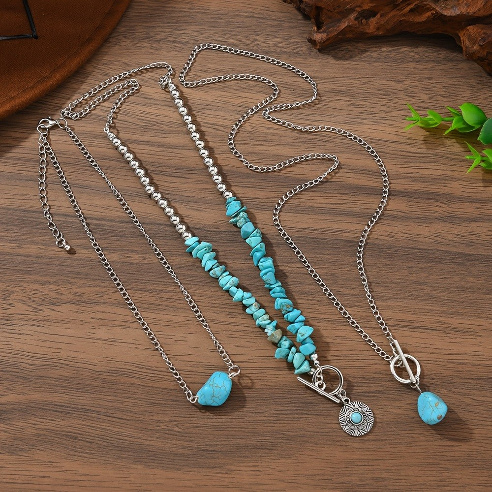Boho Turquoise Layered Necklace Set