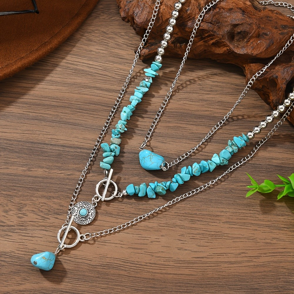 Boho Turquoise Layered Necklace Set