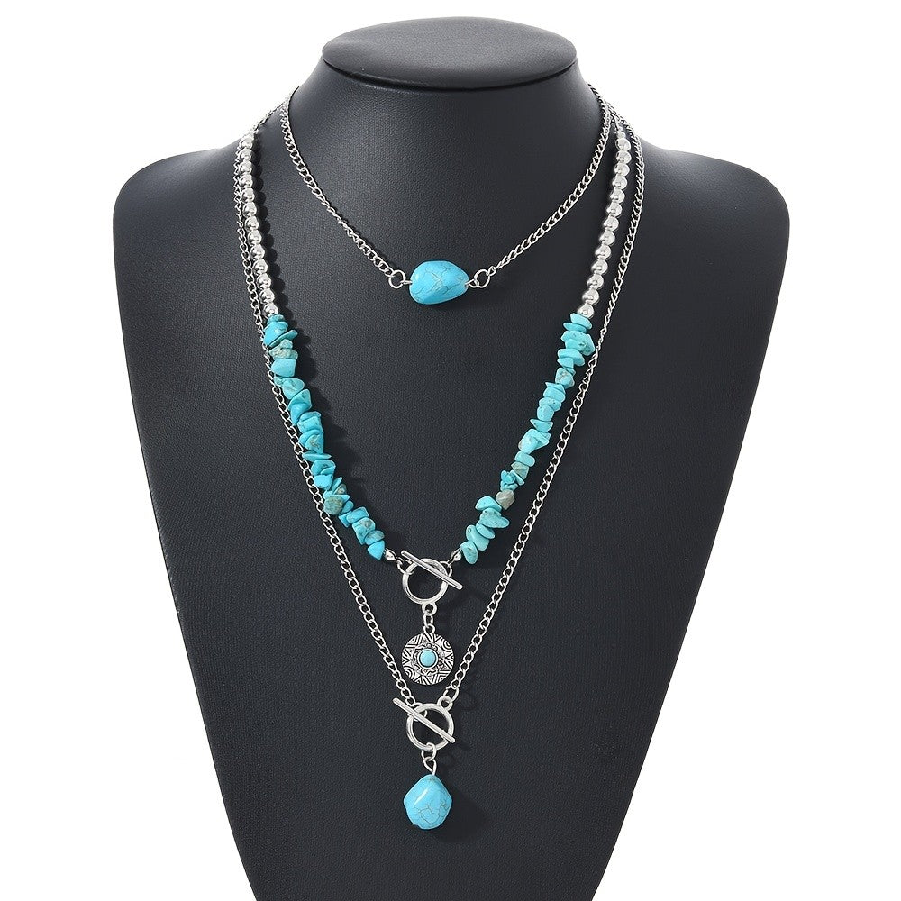 Boho Turquoise Layered Necklace Set