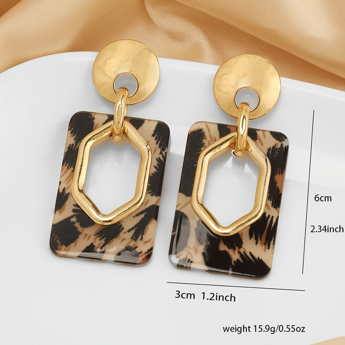 14k Vintage Leopard Geometric Earrings