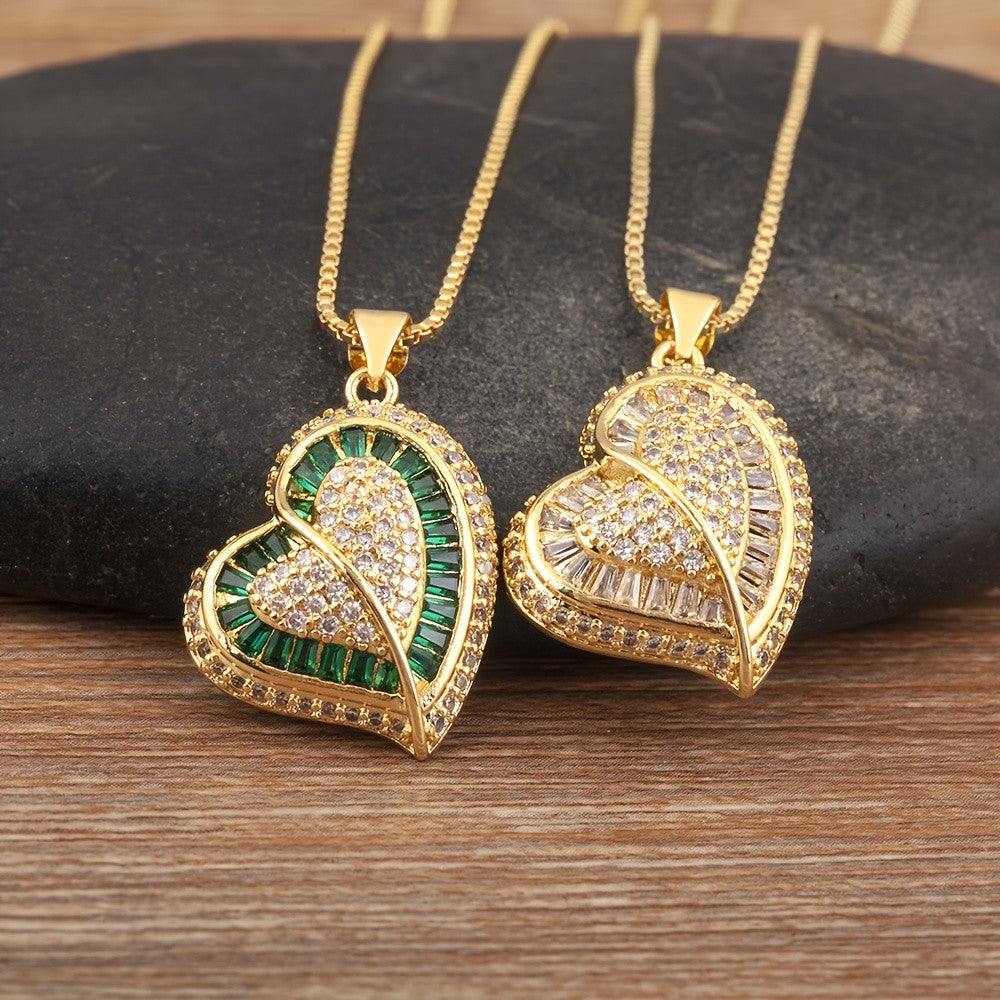 18k Elegant Pave Heart Necklace