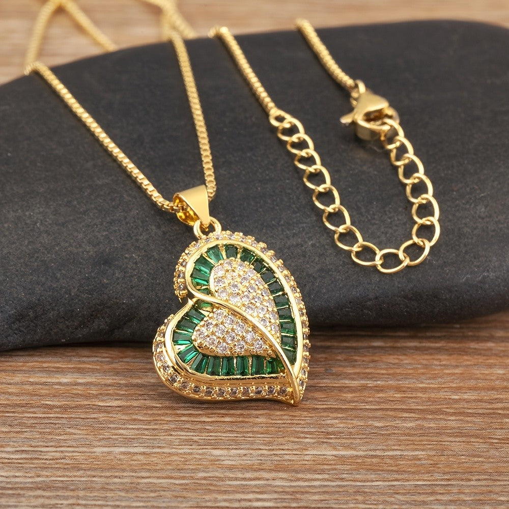 18k Elegant Pave Heart Necklace