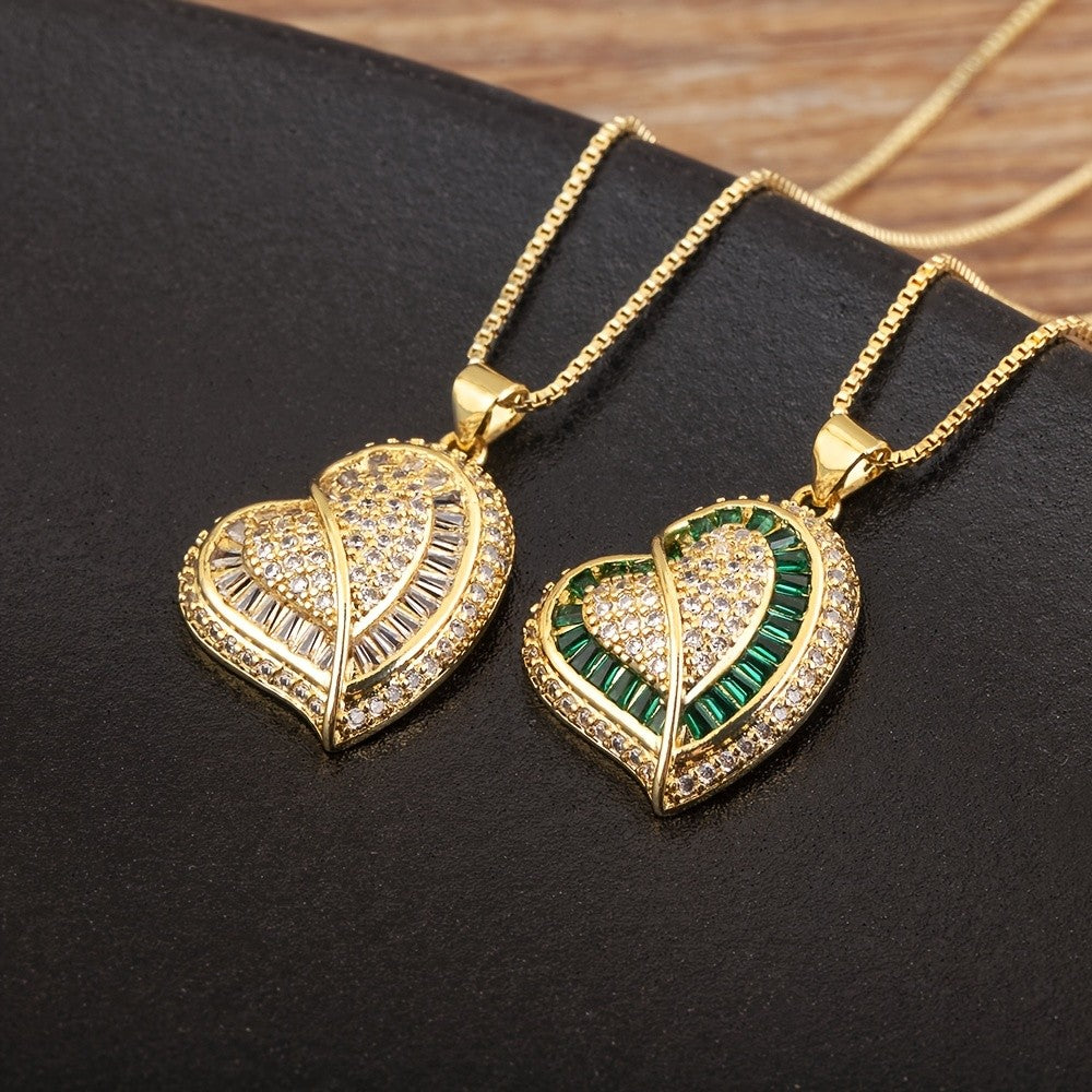 18k Elegant Pave Heart Necklace