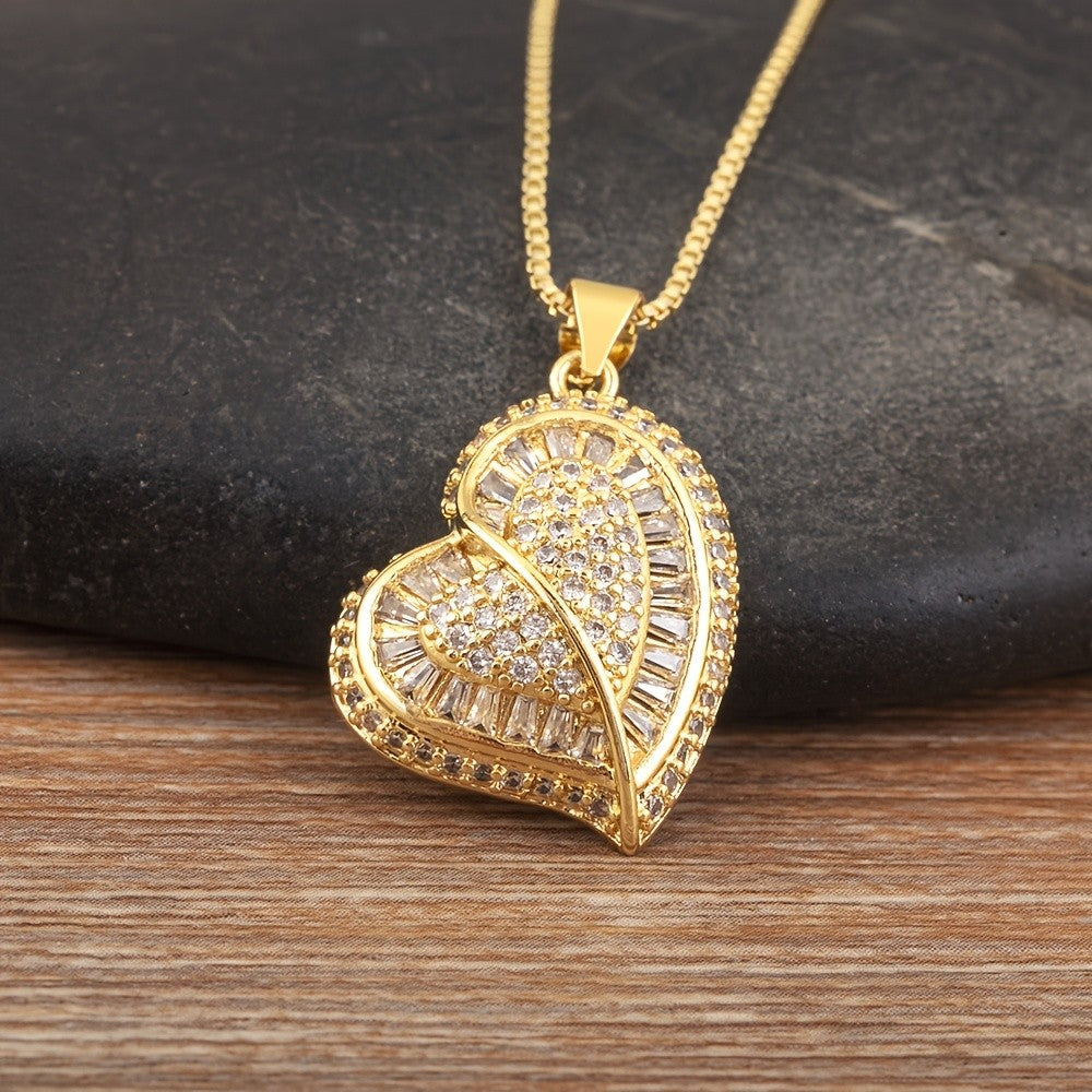 18k Elegant Pave Heart Necklace
