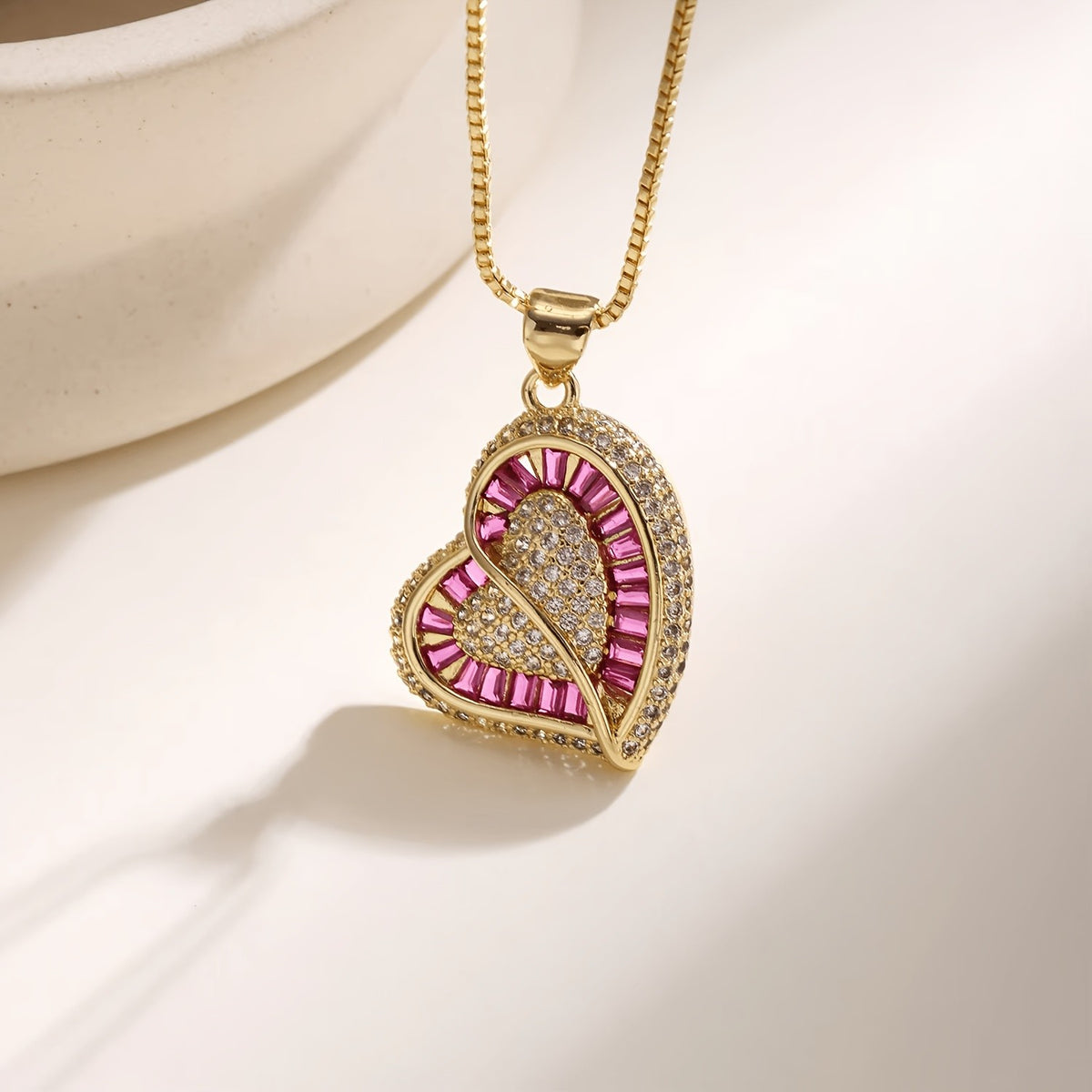 18k Elegant Pave Heart Necklace