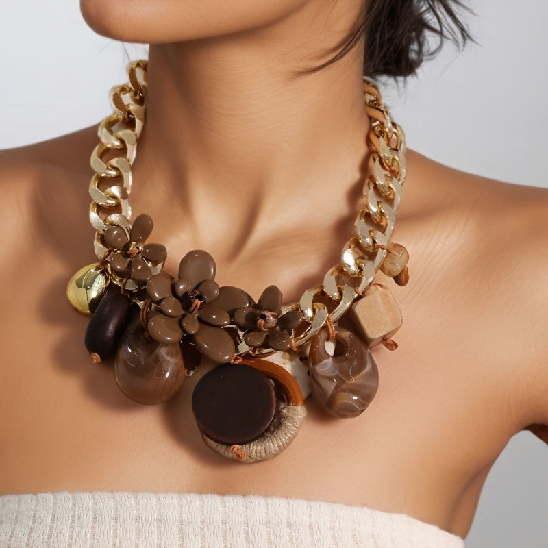 18k Chunky Acrylic Cluster Necklace