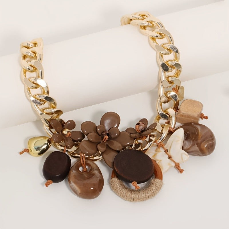 18k Chunky Acrylic Cluster Necklace
