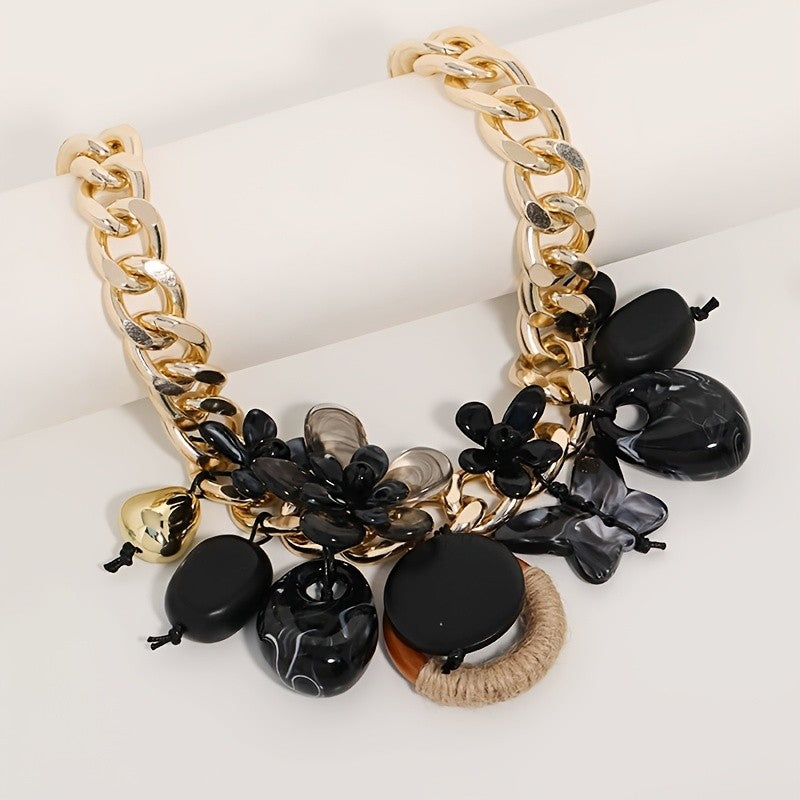 18k Chunky Acrylic Cluster Necklace