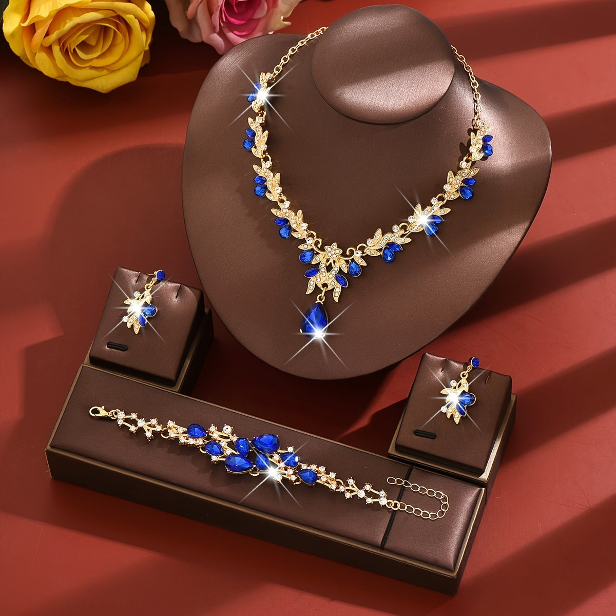 3PC Elegant Blue Crystal Jewelry Set