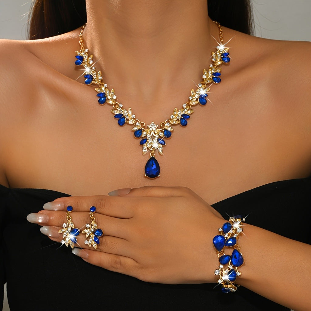 3PC Elegant Blue Crystal Jewelry Set
