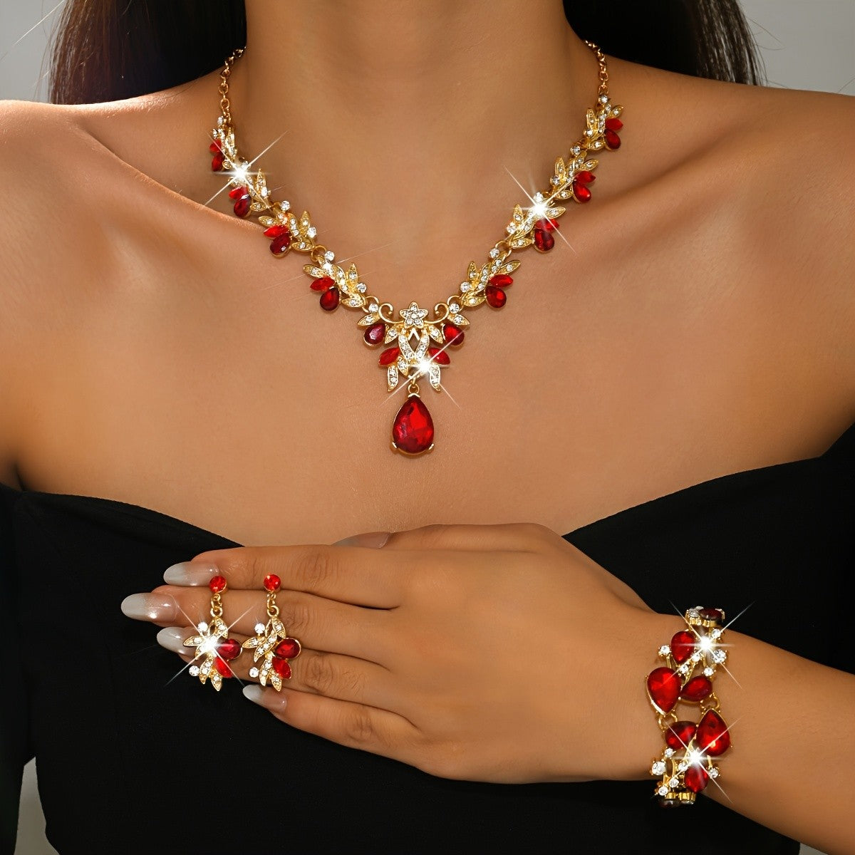 3PC Elegant Blue Crystal Jewelry Set