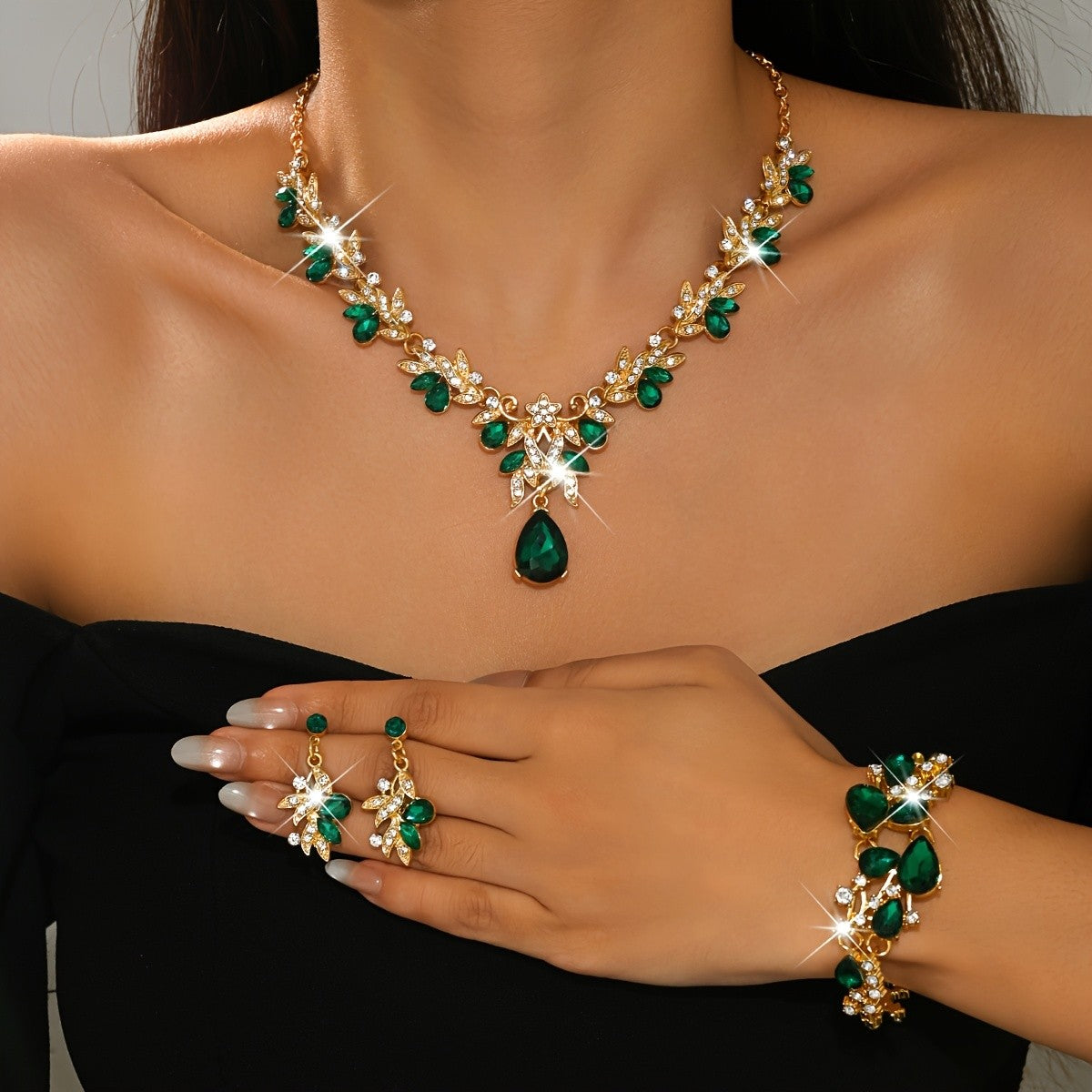 3PC Elegant Blue Crystal Jewelry Set