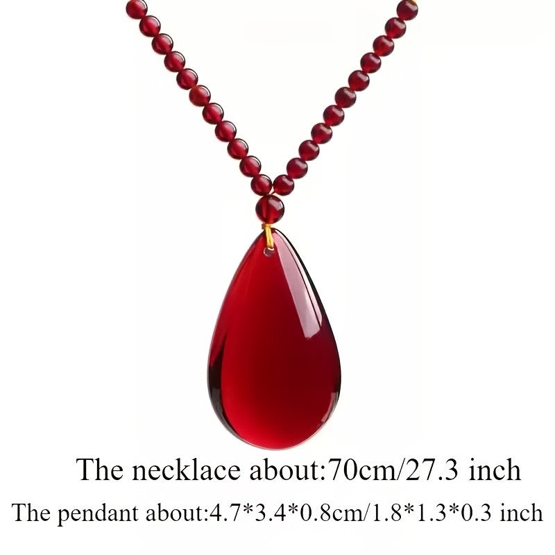 Amber Teardrop Pendant Necklace