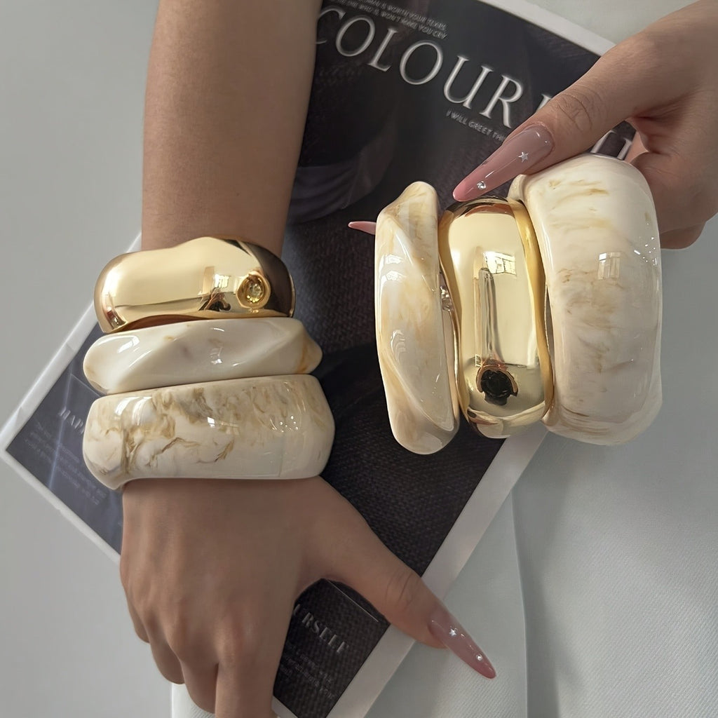 3PC Vintage Marble Stack Bracelets