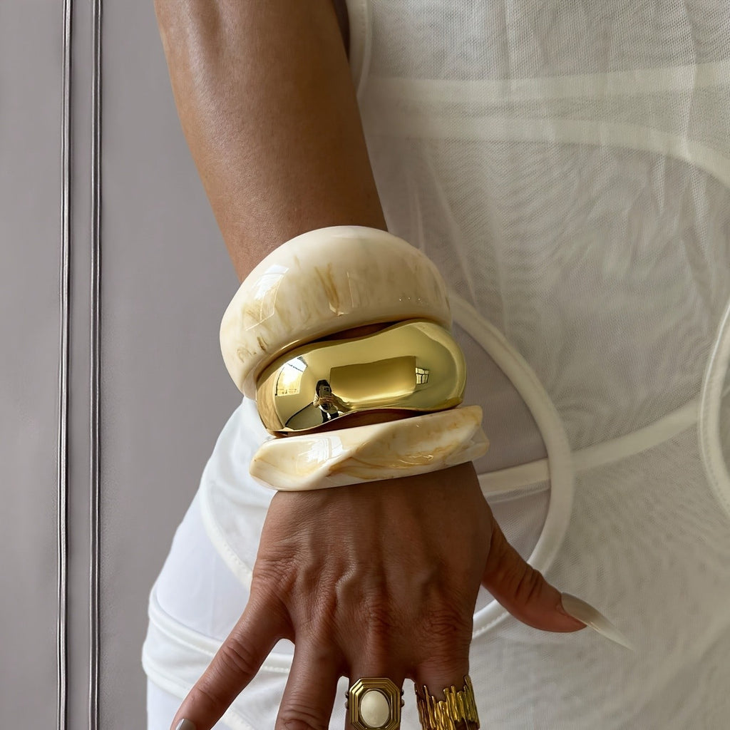 3PC Vintage Marble Stack Bracelets