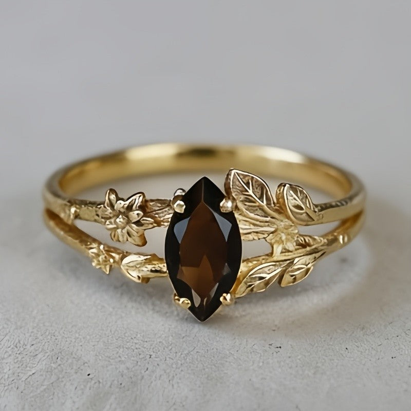 18k Vintage Floral Leaf Ring