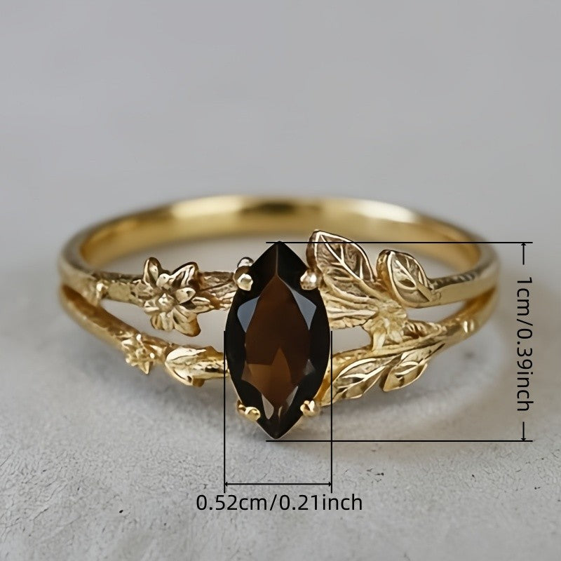 18k Vintage Floral Leaf Ring