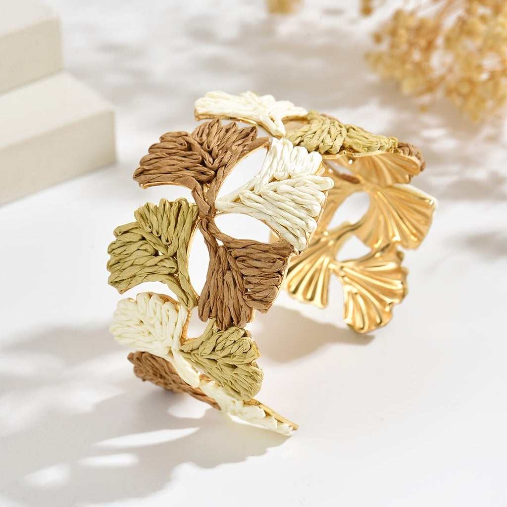Vintage Raffia Leaf Bracelet