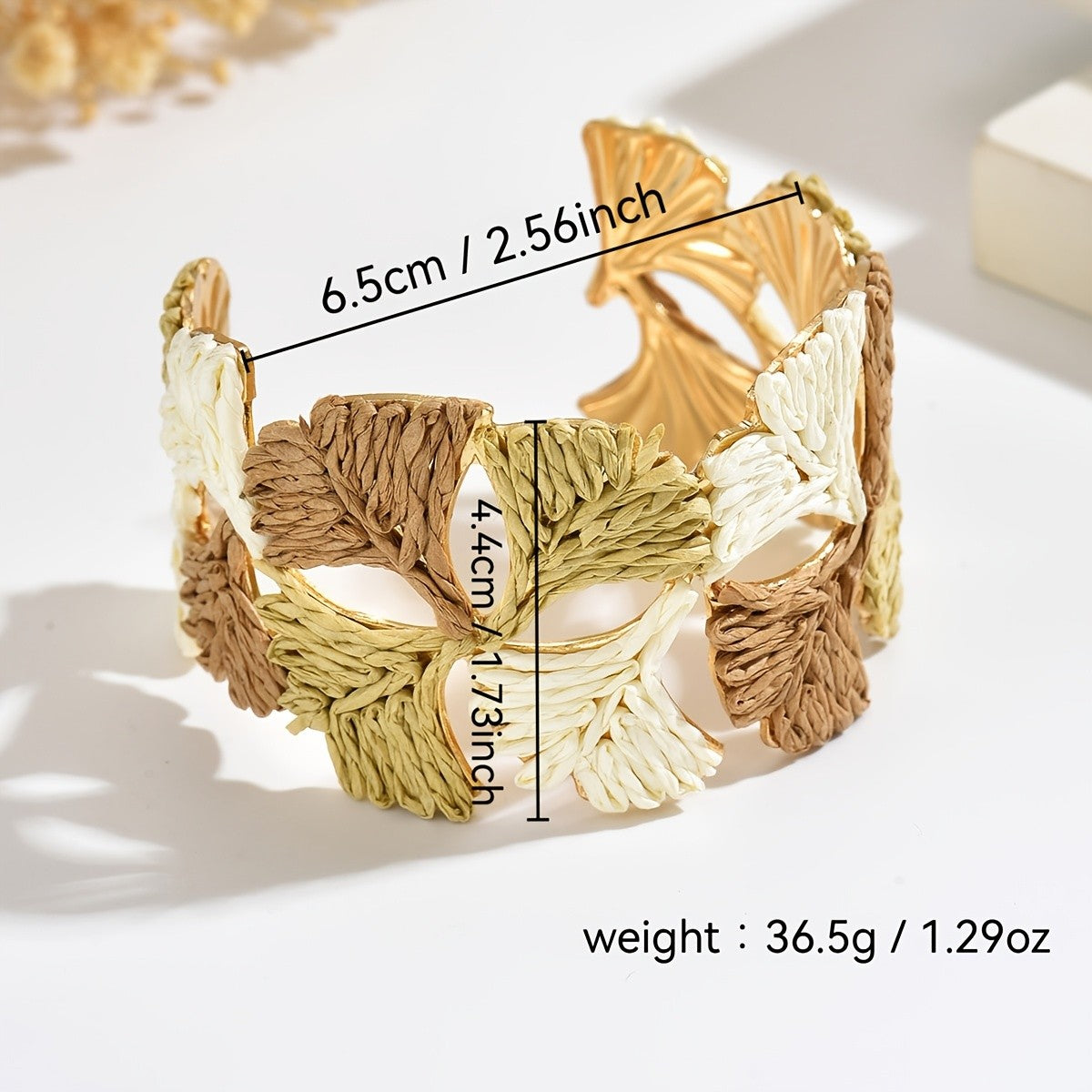 Vintage Raffia Leaf Bracelet