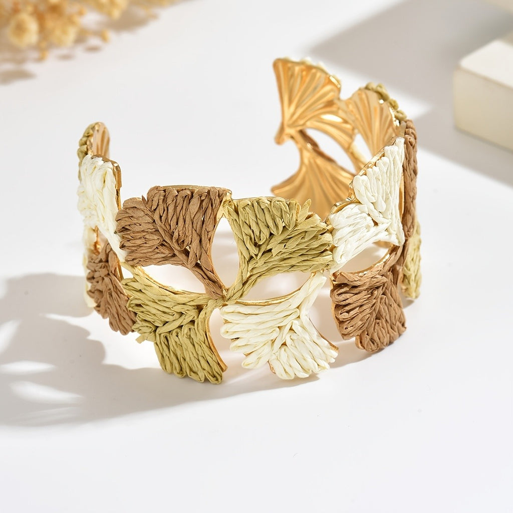 Vintage Raffia Leaf Bracelet