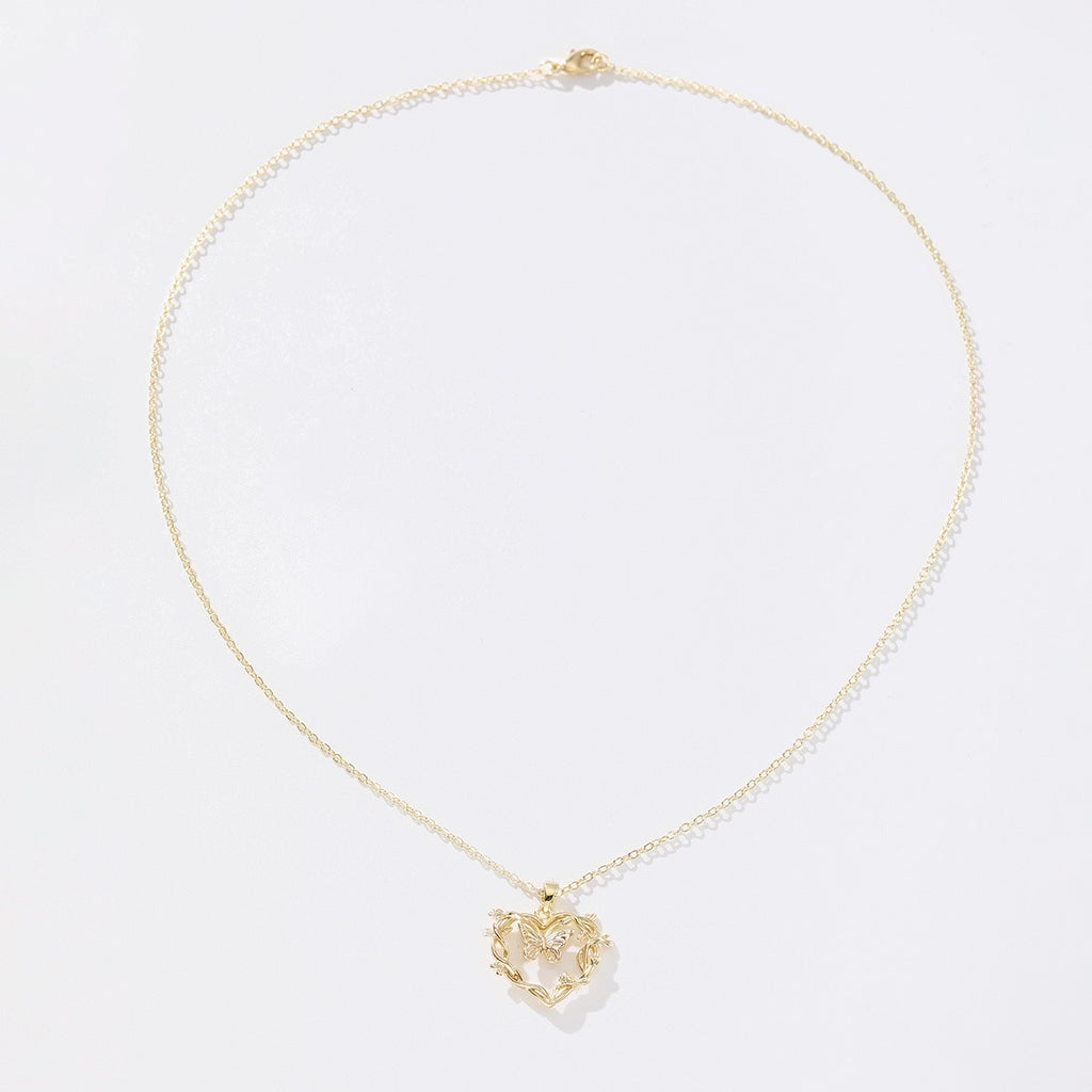 18k Boho Butterfly Heart Necklace