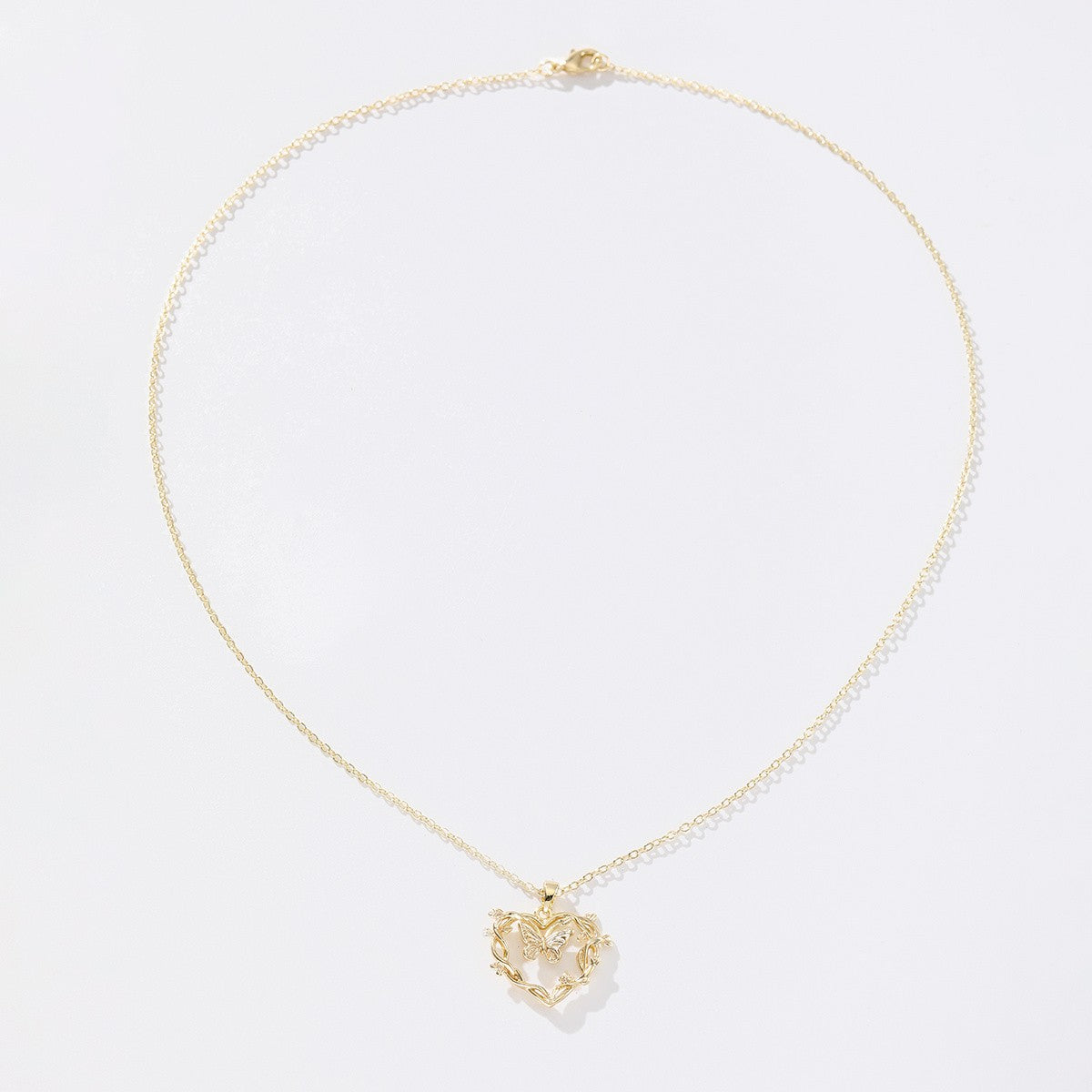 18k Boho Butterfly Heart Necklace