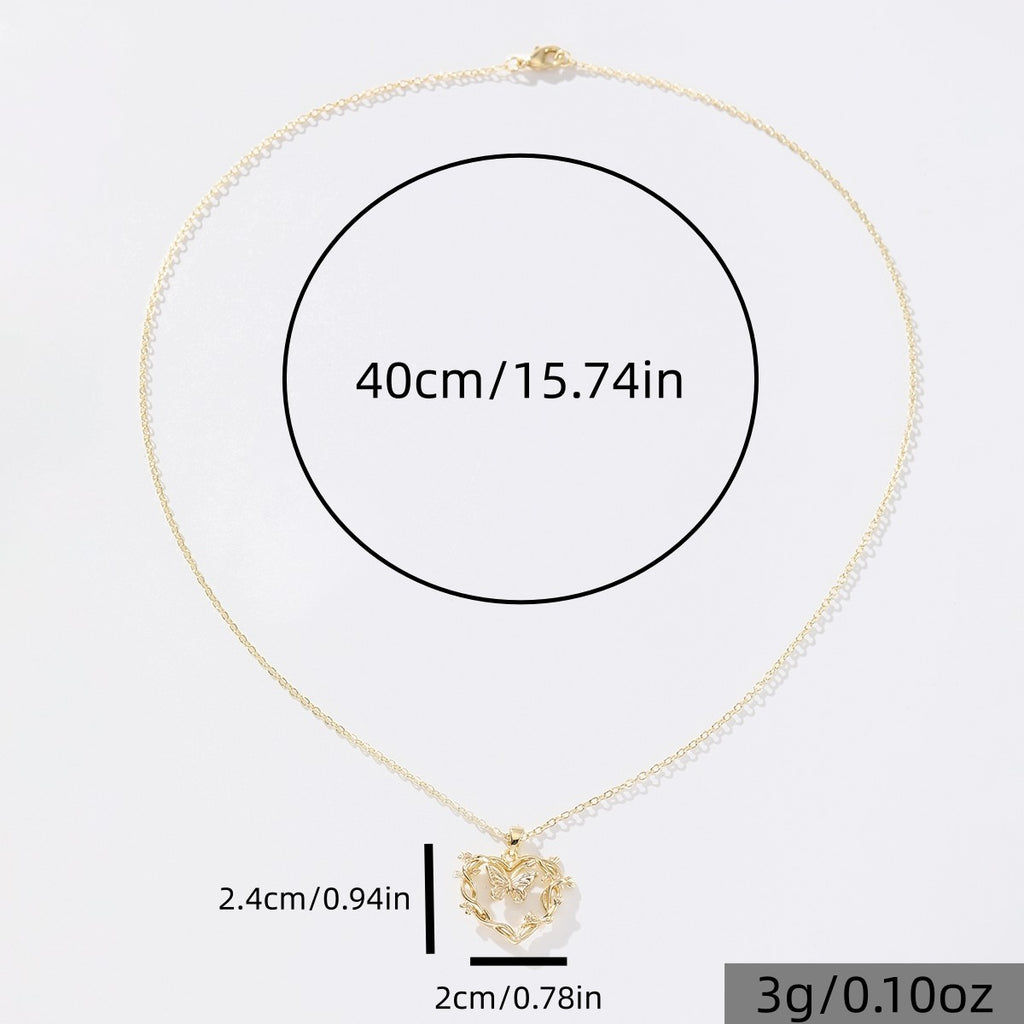 18k Boho Butterfly Heart Necklace