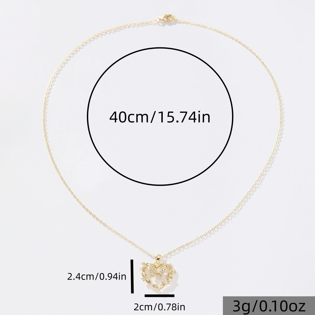 18k Boho Butterfly Heart Necklace