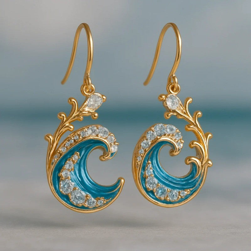 18k Elegant Wave Earrings