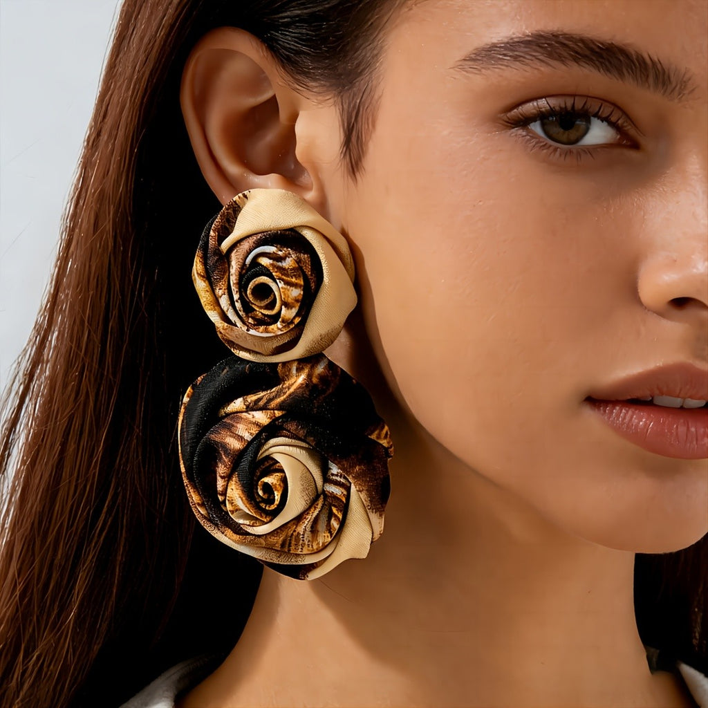 Vintage Floral Rose Earrings