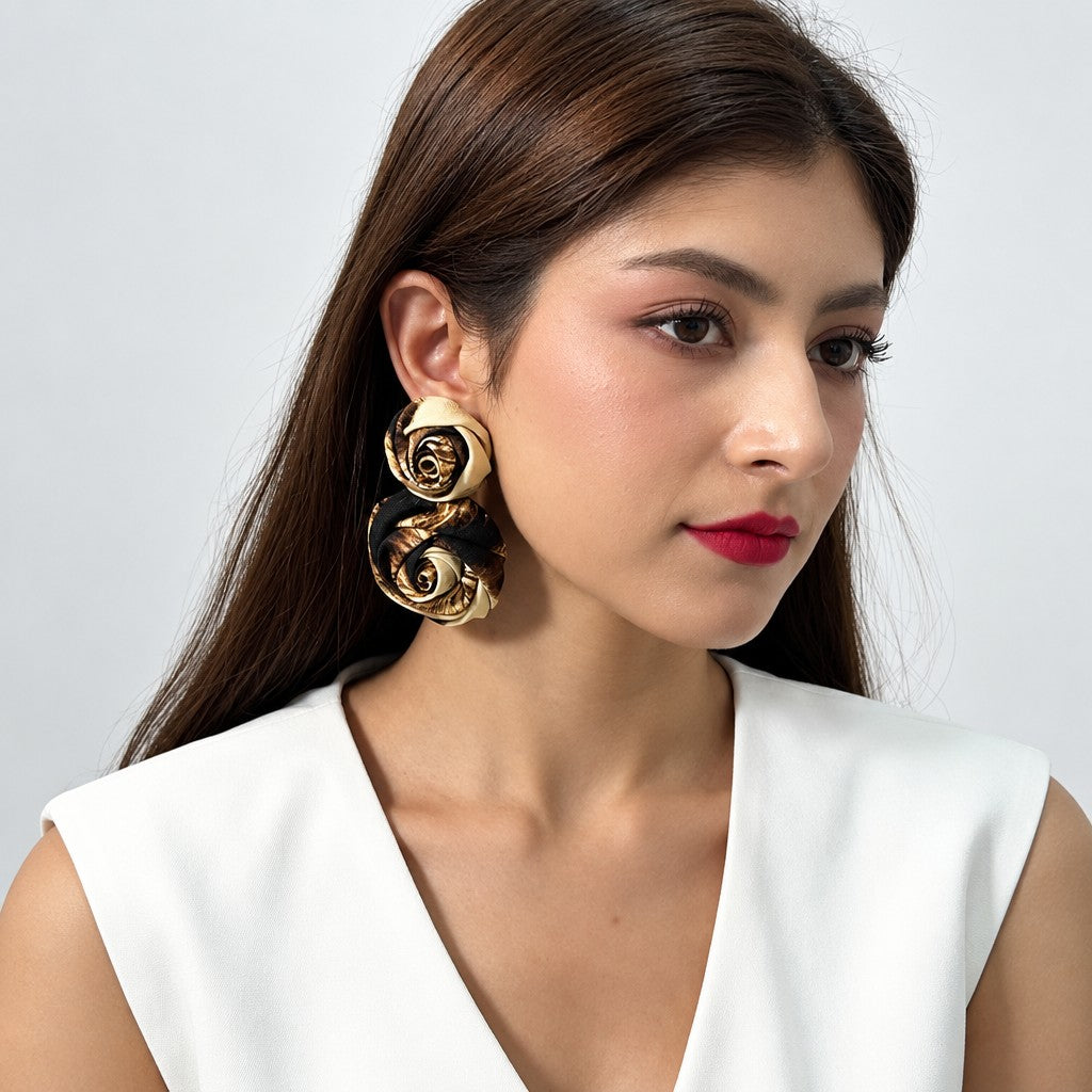 Vintage Floral Rose Earrings