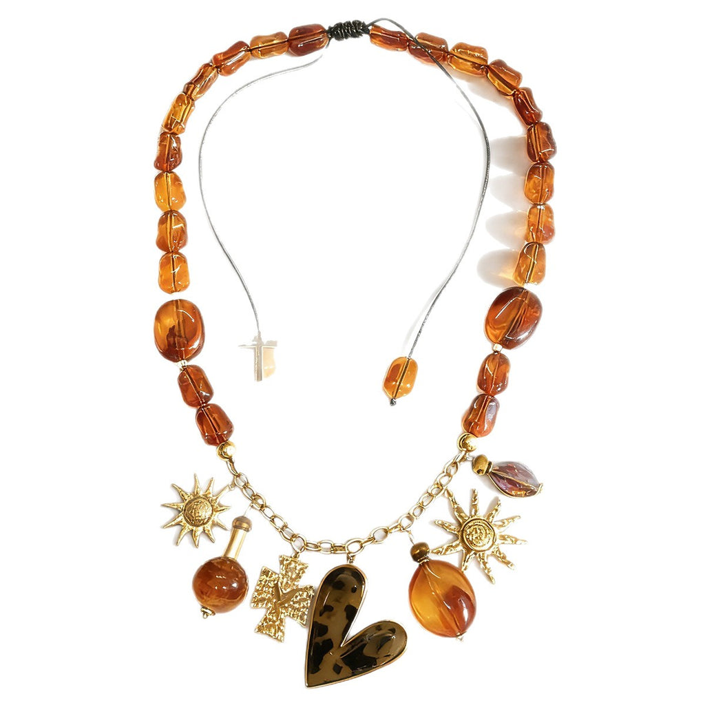 Vintage Amber Sunburst Necklace