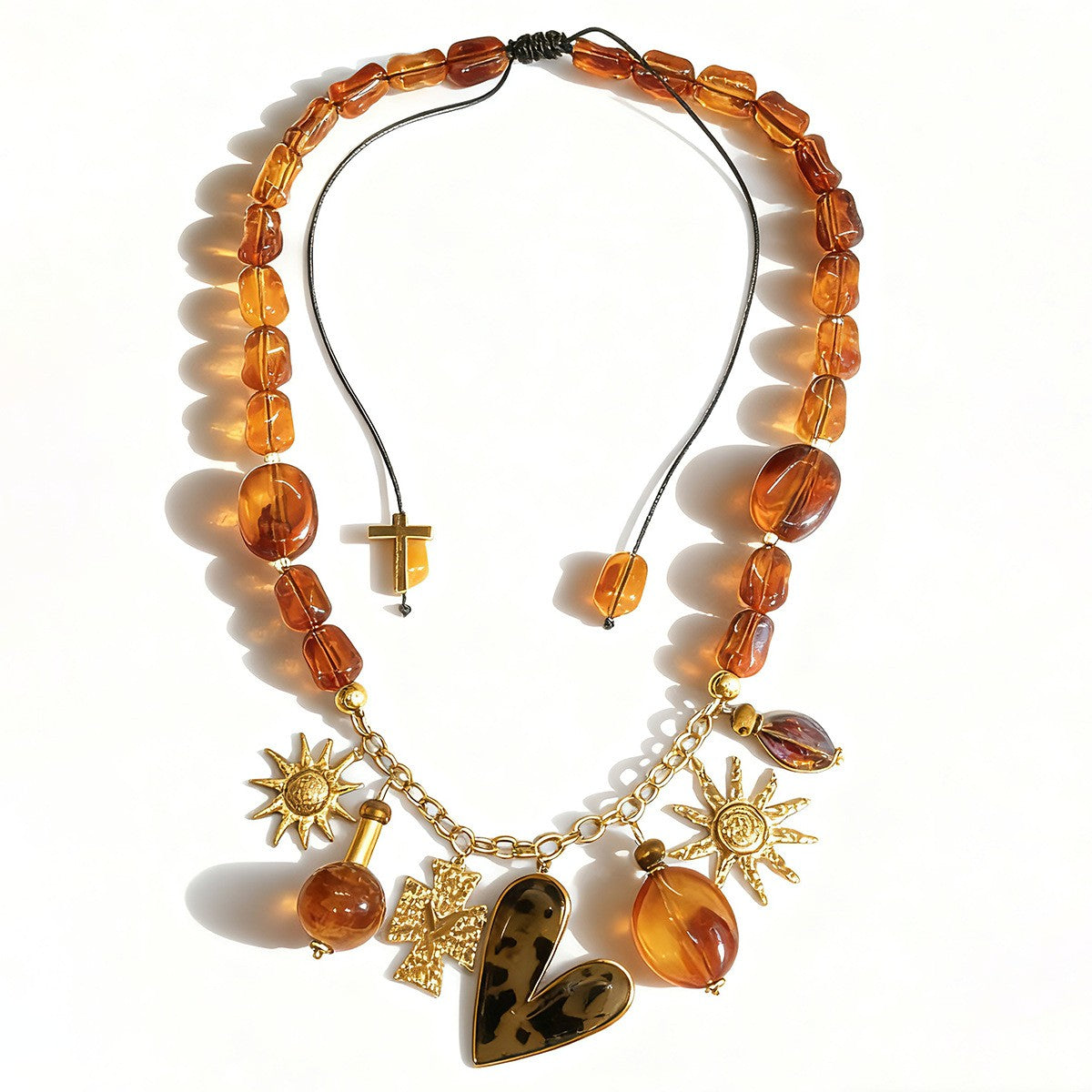 Vintage Amber Sunburst Necklace