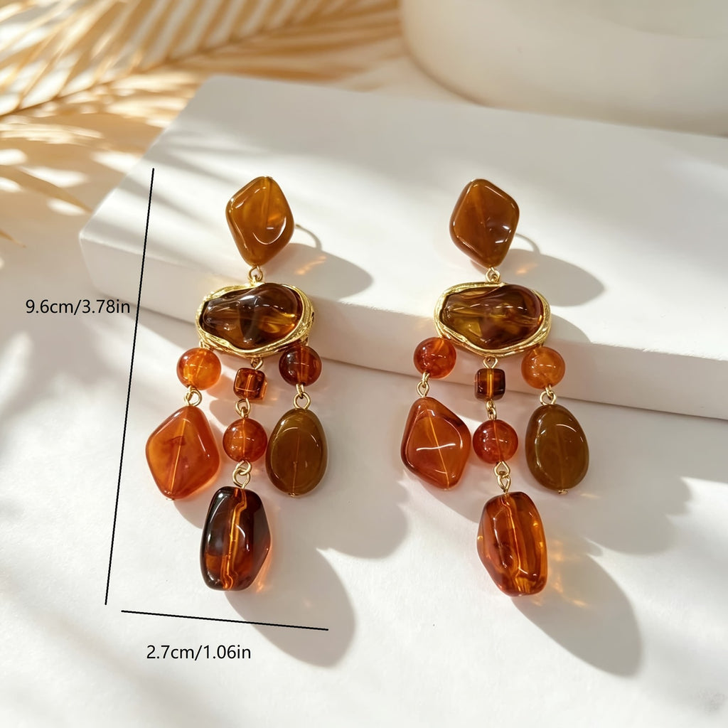 Boho Amber Drop Earrings
